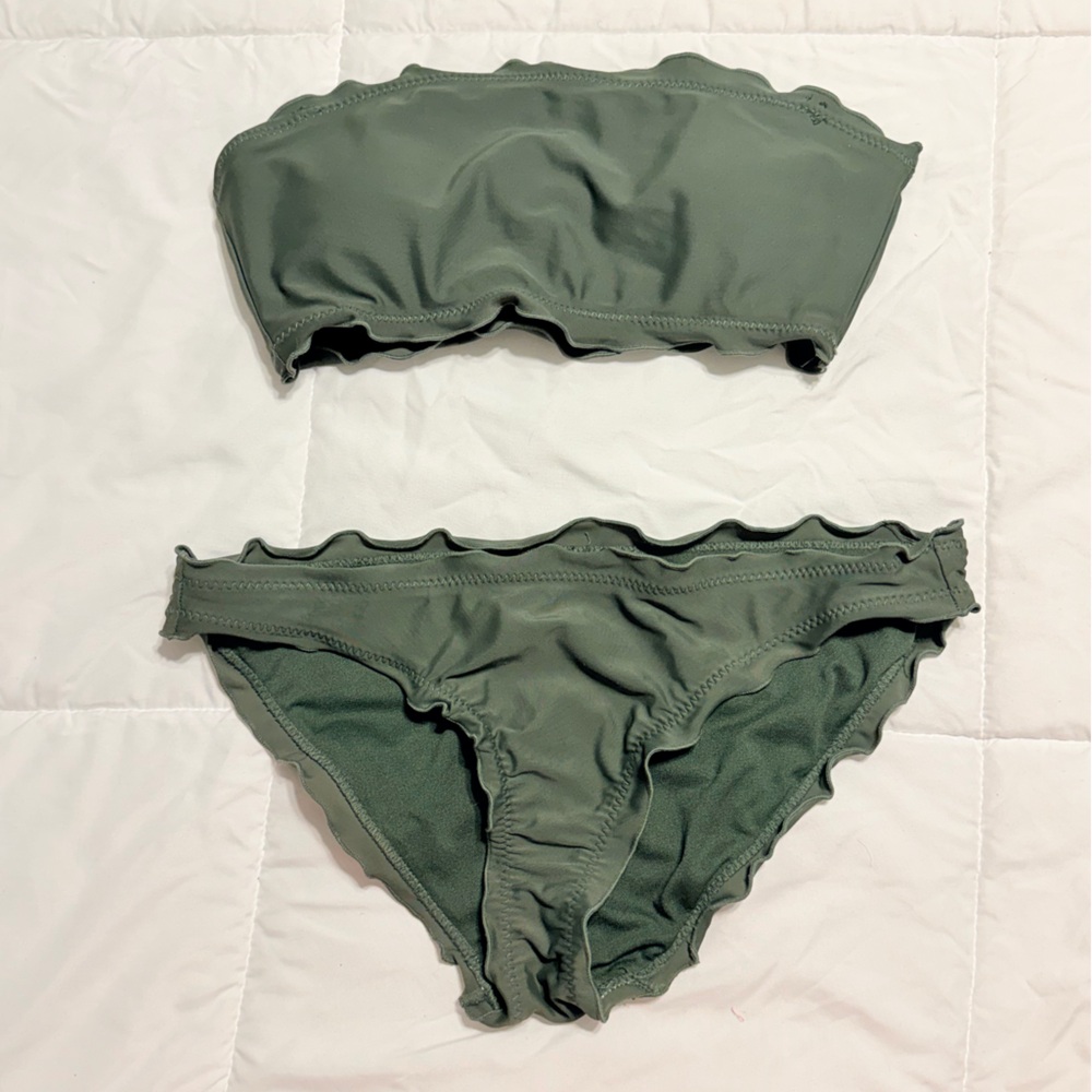 American Eagle Outfitters Olive Green Bandeau Bikini woman’s